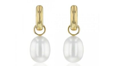 Gouden oorringen met een 9-9,5 mm druppel parel