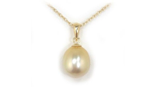 Zuidzee parelhanger, druppel champagne 10-12 mm